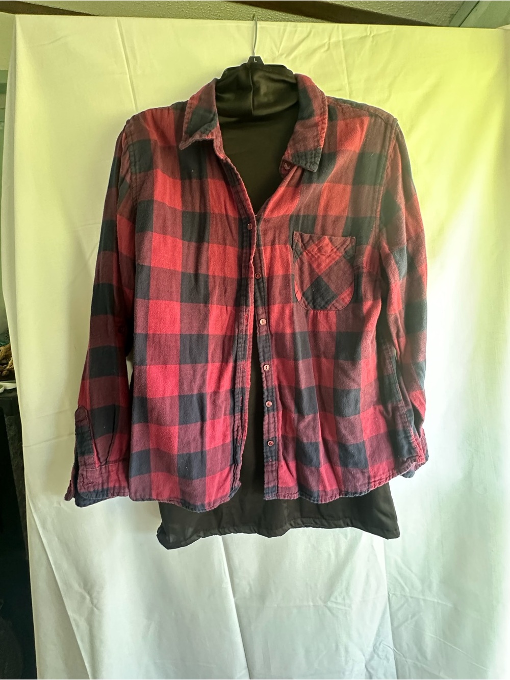 Laura Scott Red and Black Buffalo Plaid Button-Down Shirt